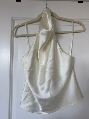 White Silk Zara Cowl Neck Halter
